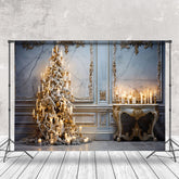 Lofaris Elegant Marmor Wand Kerzenschein Weihnachten Baum Hintergrund